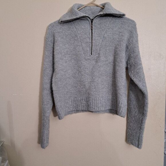 Forever 21 Sweaters - Forever 21 Quarter Zip Collared Sweater Gray Small wool blend